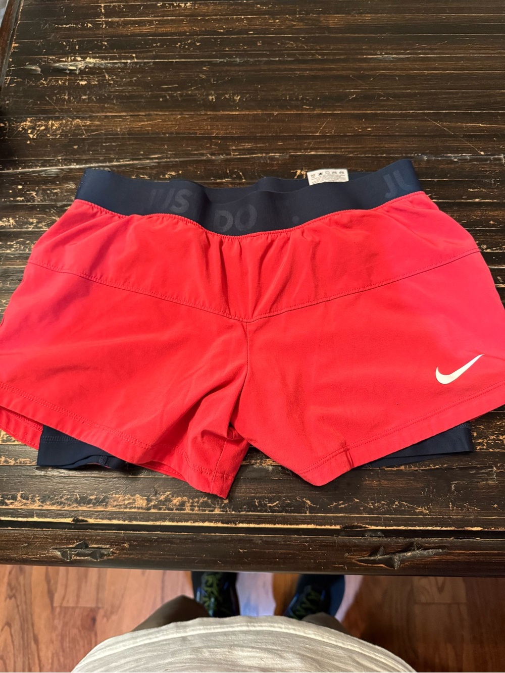 Nike Women’s Red Athletic Shorts with Navy Liner